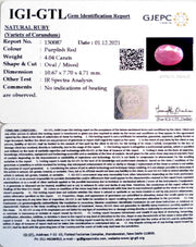 4.48 Ratti Natural New Burma Ruby with Govt. Lab Certificate (5661)